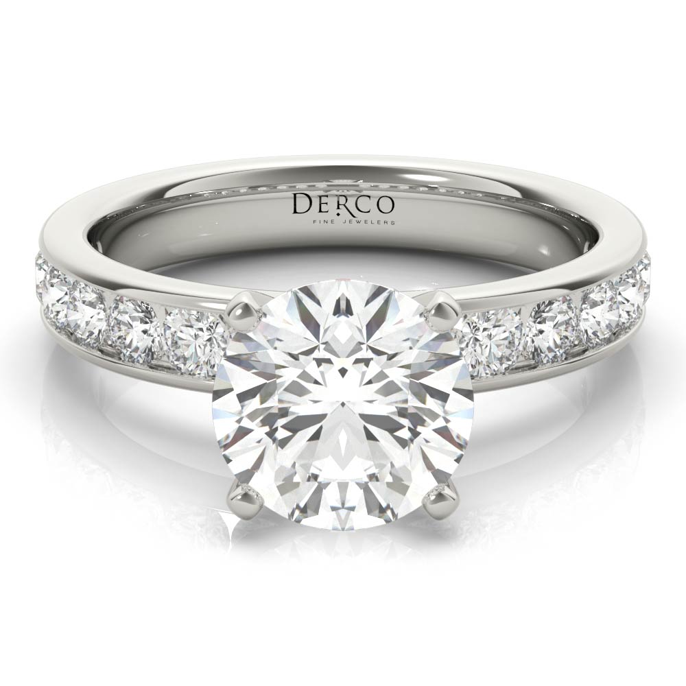 14K White Gold Channel Set Engagement Ring
