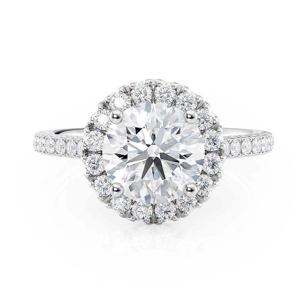 18K White Gold Halo Engagement Ring