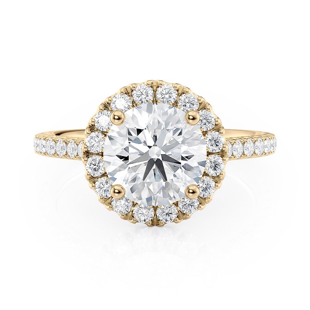 14K Yellow Gold Halo Engagement Ring