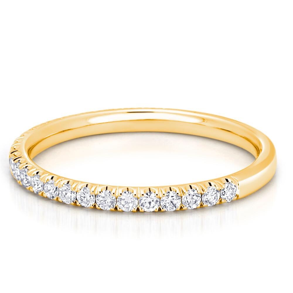 14k Yellow Gold Petite Diamond Wedding Band