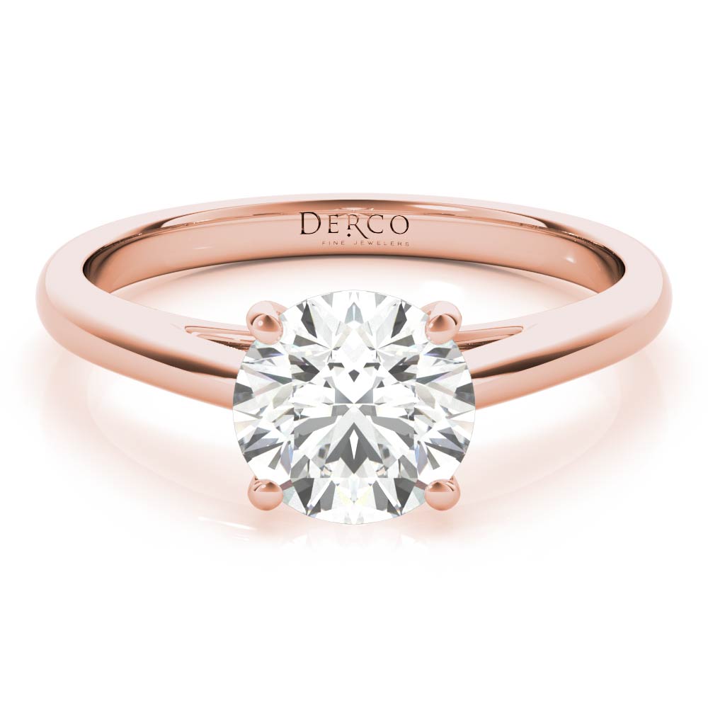 14K Rose Gold Cathedral Solitaire Engagement Ring