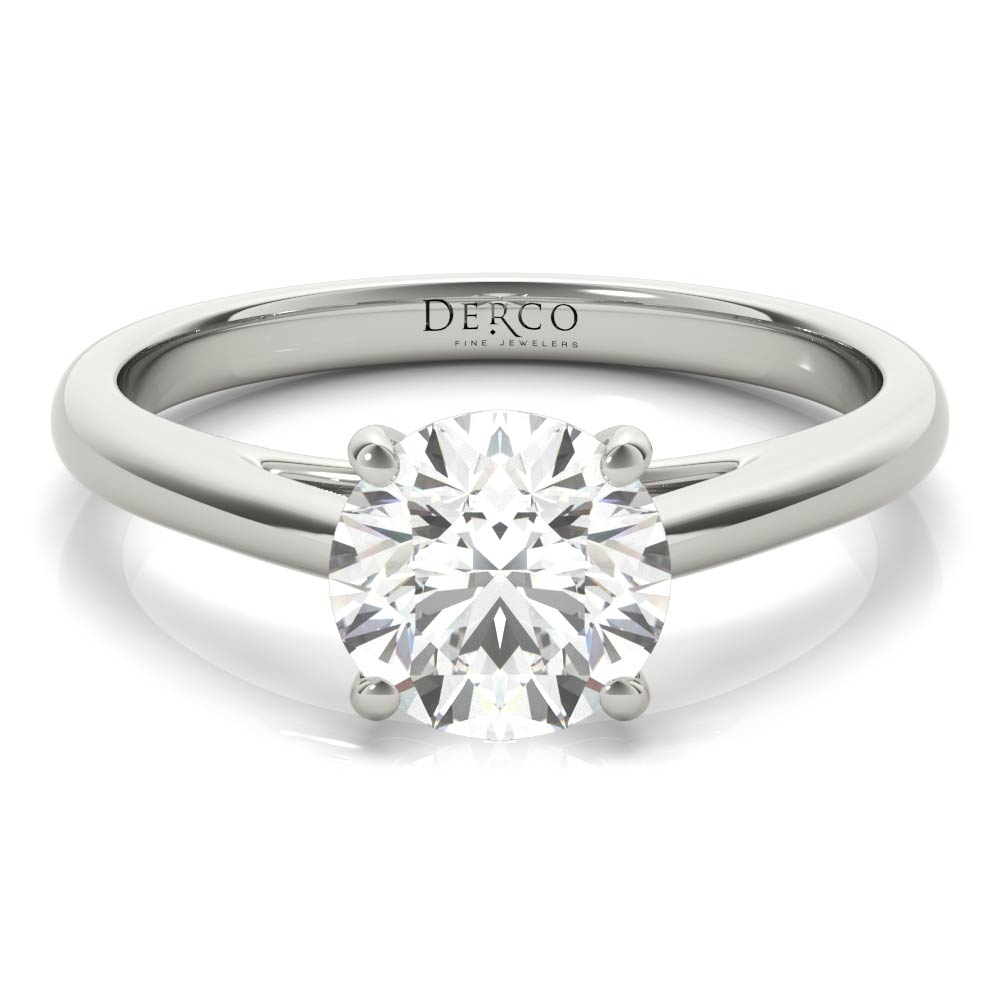 14K White Gold Cathedral Solitaire Engagement Ring