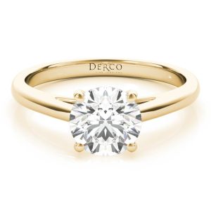 18K Yellow Gold Cathedral Solitaire Engagement Ring