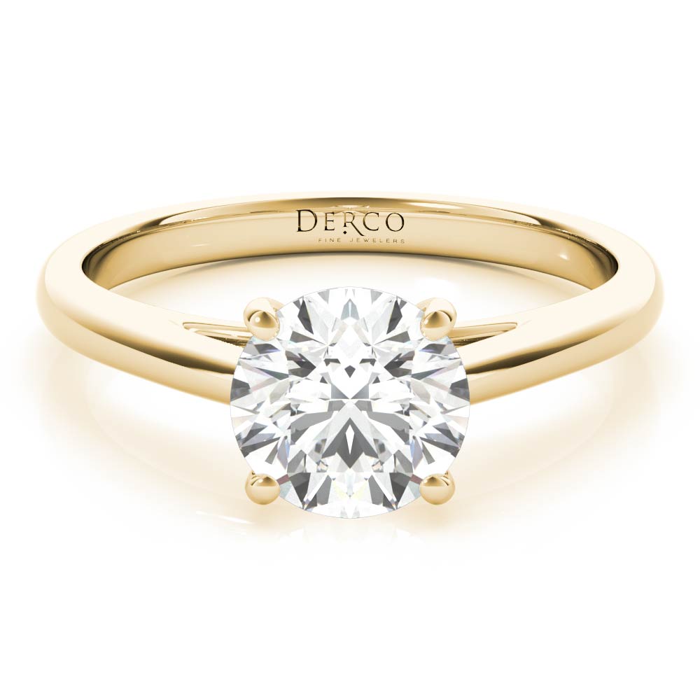14K Yellow Gold Cathedral Solitaire Engagement Ring