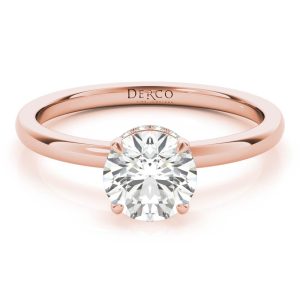 14K Rose Gold Solitaire Hidden Halo Engagement Ring 14K Rose Gold Solitaire Hidden Halo Engagement Ring