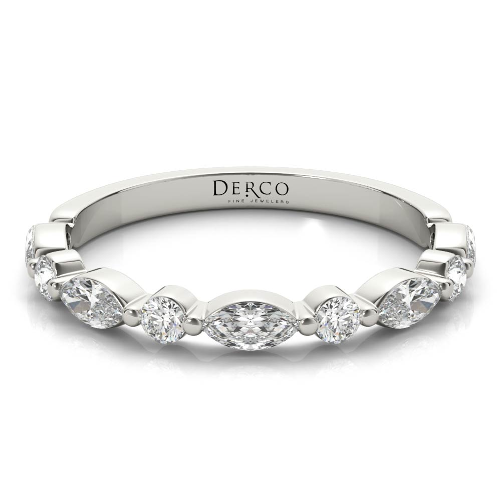18K White Gold Floating Single Prong Diamond Band