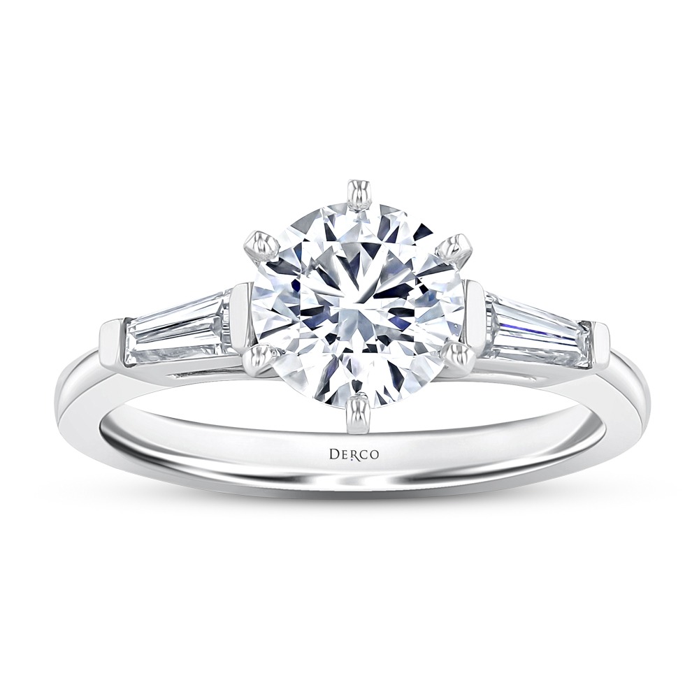 18K White Gold Tapered Baguette Diamond Engagement Ring