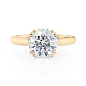 18K Yellow Gold Double Prong Basket Engagement Ring