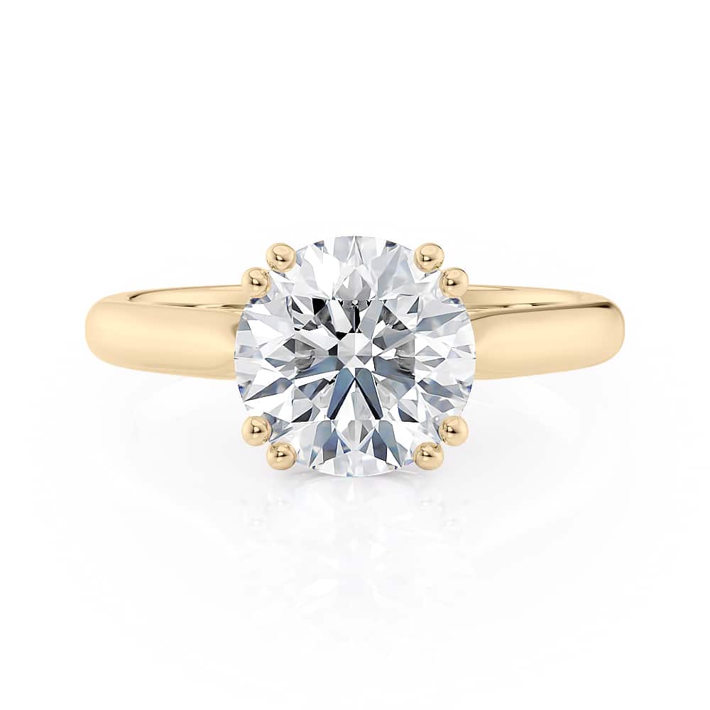 18K Yellow Gold Double Prong Basket Engagement Ring