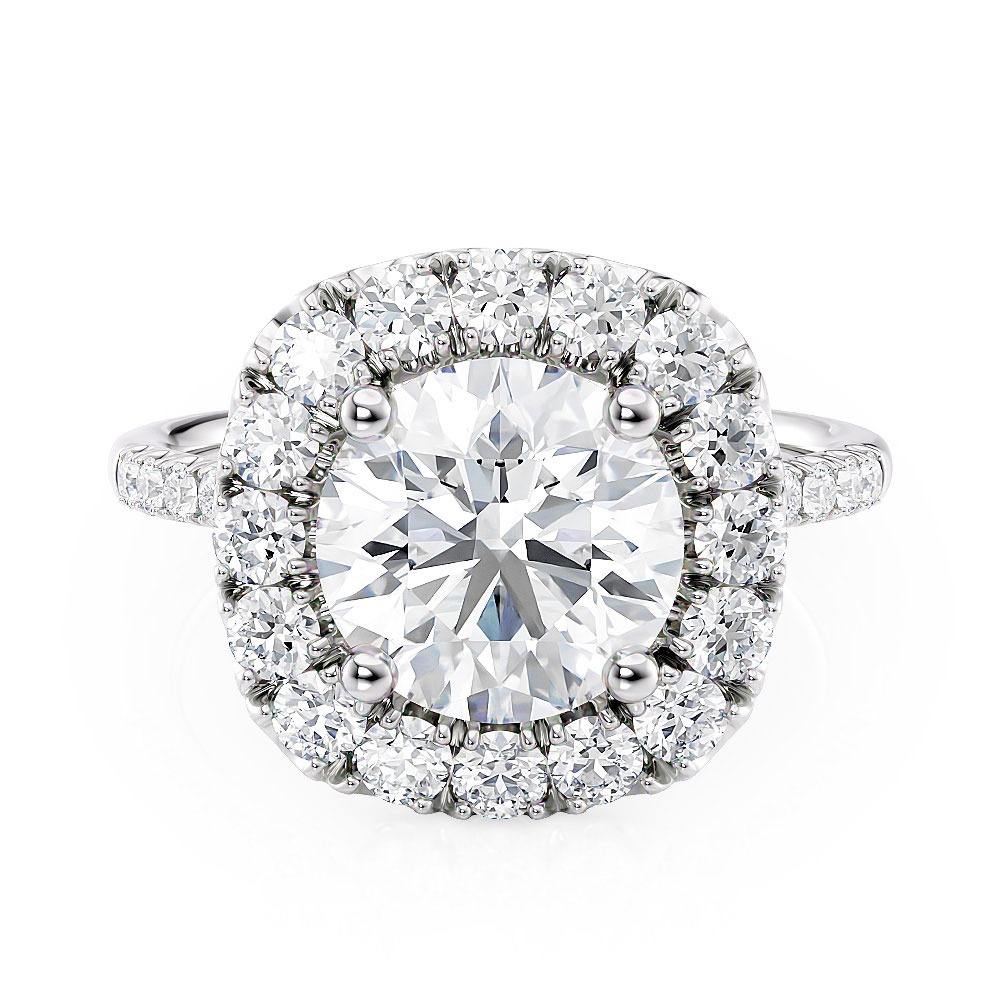 Platinum Large Halo Engagement Ring