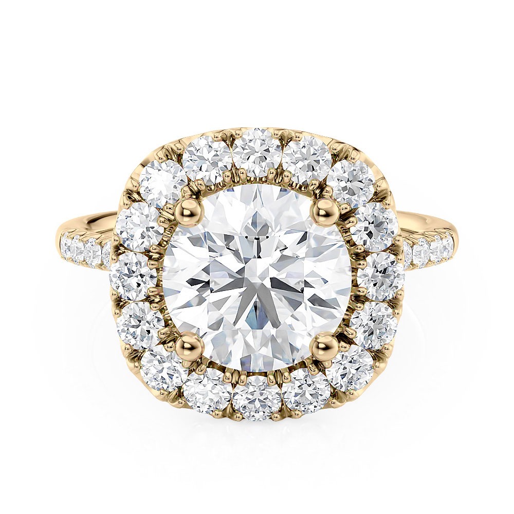18K Yellow Gold Large Halo Engagement Ring