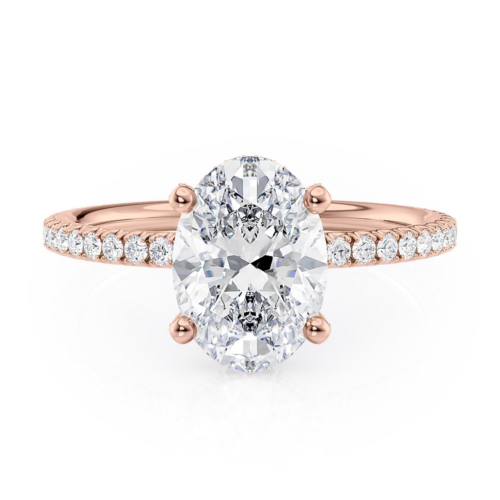 14K Rose Gold Diamond Prong's With Hidden Halo Engagement Ring