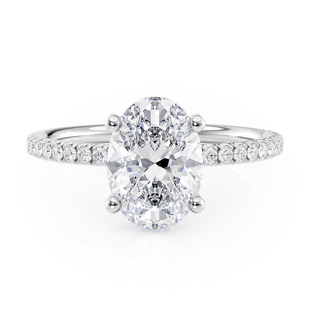 Platinum Diamond Prong's With Hidden Halo Engagement Ring