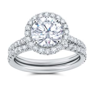 Platinum Petite Halo Wedding Set