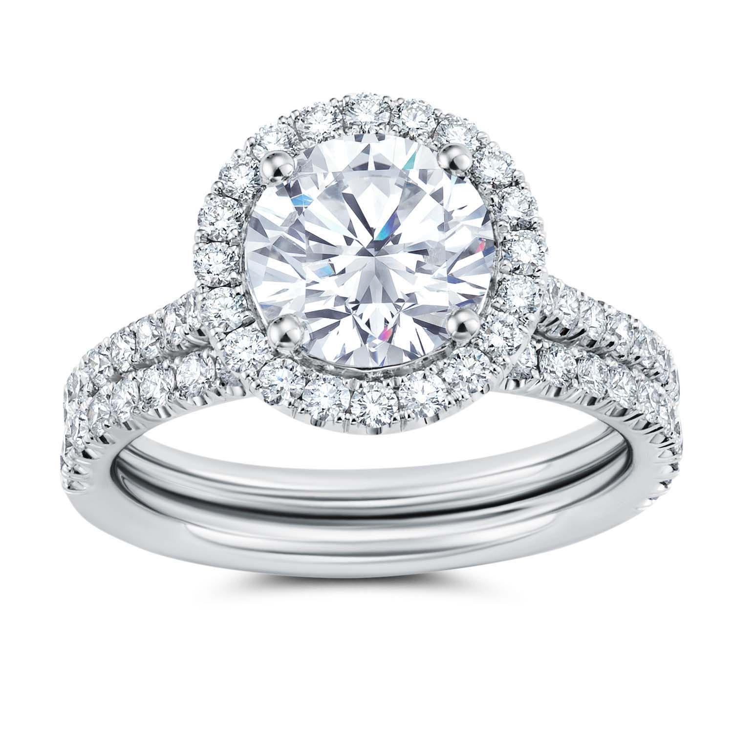 Platinum Petite Halo Wedding Set