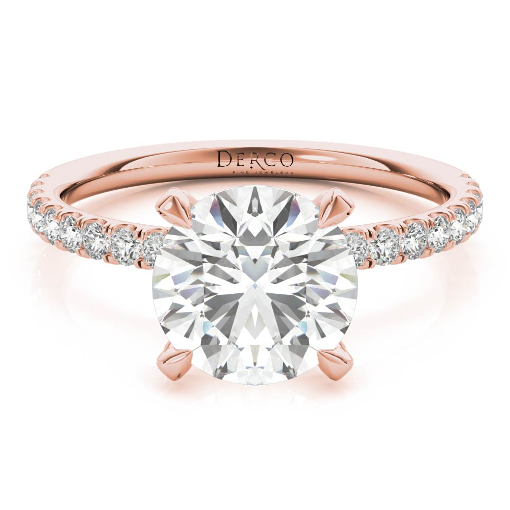 14K Rose Gold Diamond Prong Engagement Ring