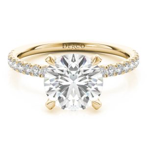 18K Yellow Gold Diamond Prong Engagement Ring