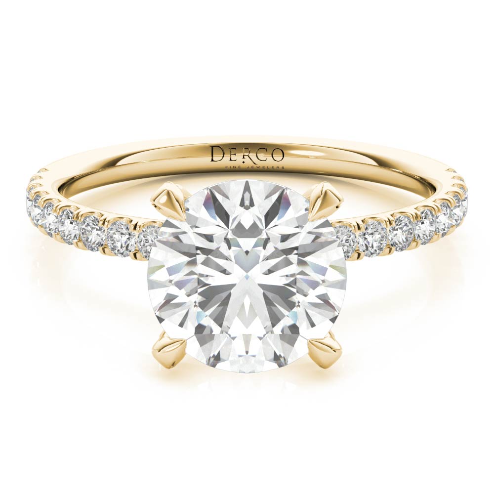14K Yellow Gold Diamond Prong Engagement Ring