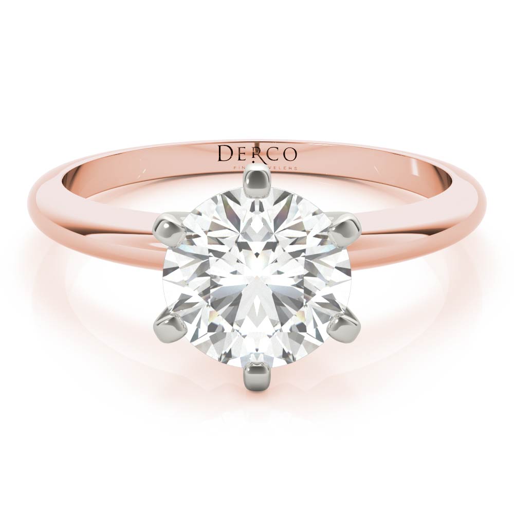 14K Rose Gold Solitaire 6 Prong Engagement Ring