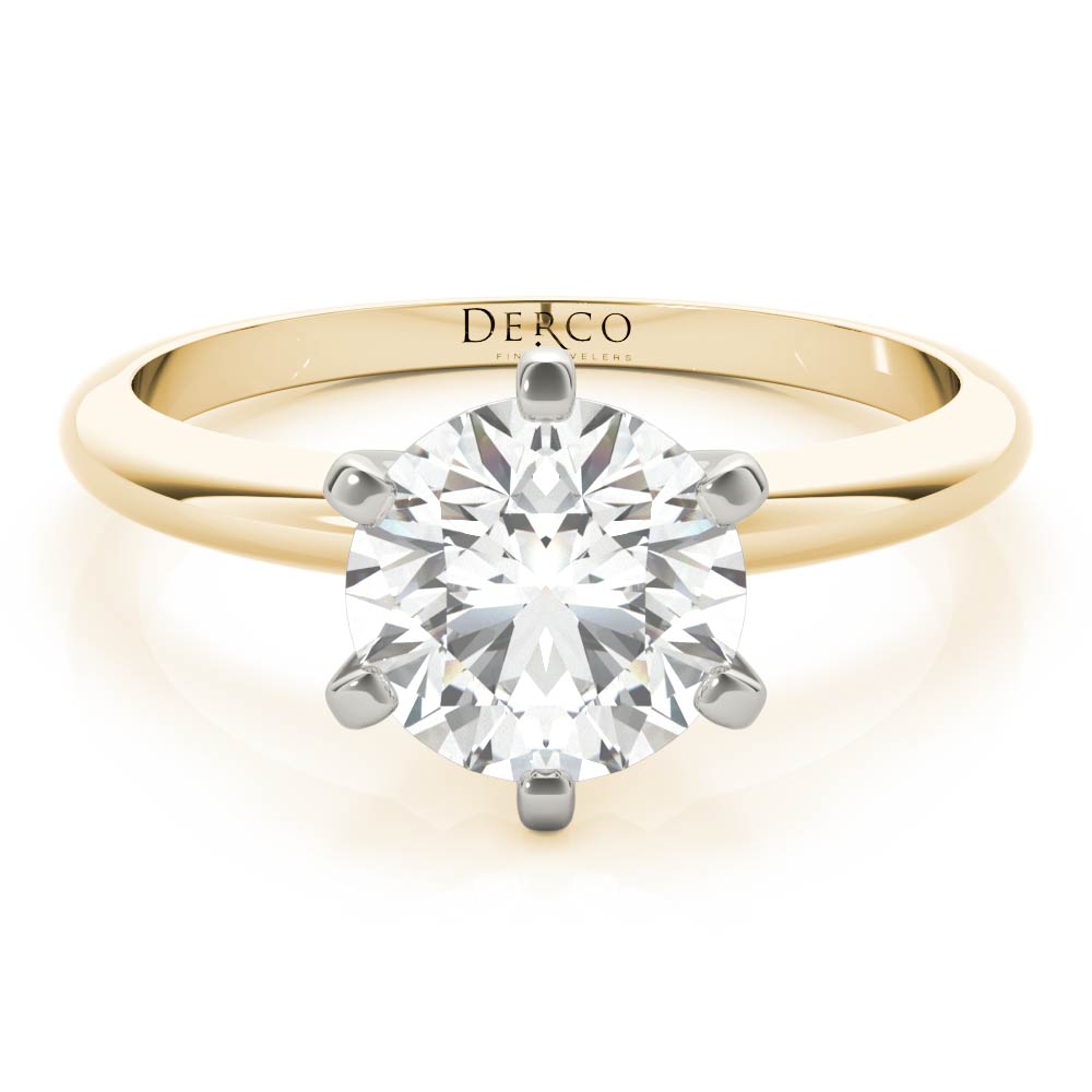 18K Yellow Gold Solitaire 6 Prong Engagement Ring