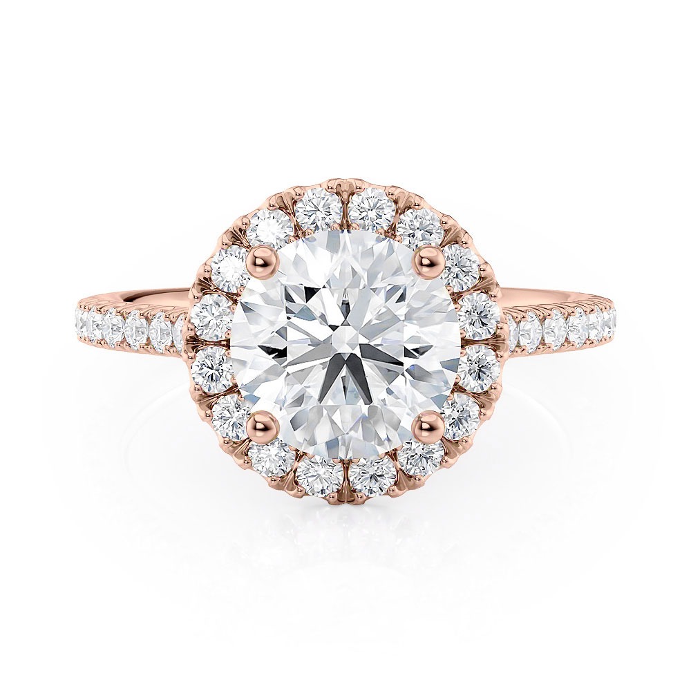 14K Rose Gold Halo Engagement Ring