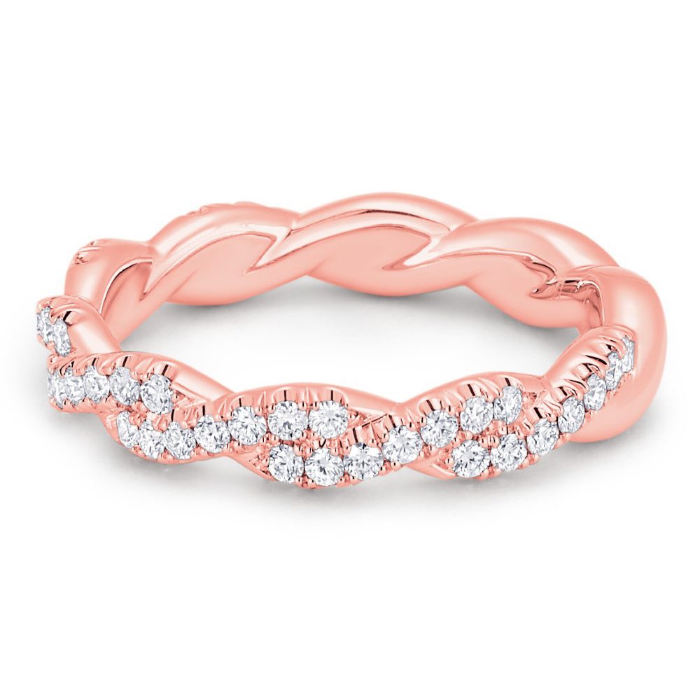 14K Rose Gold Diamond Twist Wedding Band