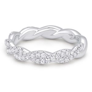 14K White Gold Diamond Twist Wedding Band