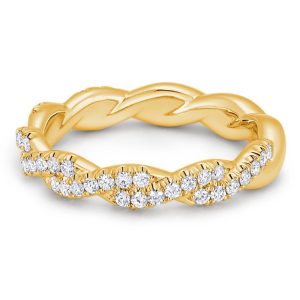 14K Yellow Gold Diamond Twist Wedding Band