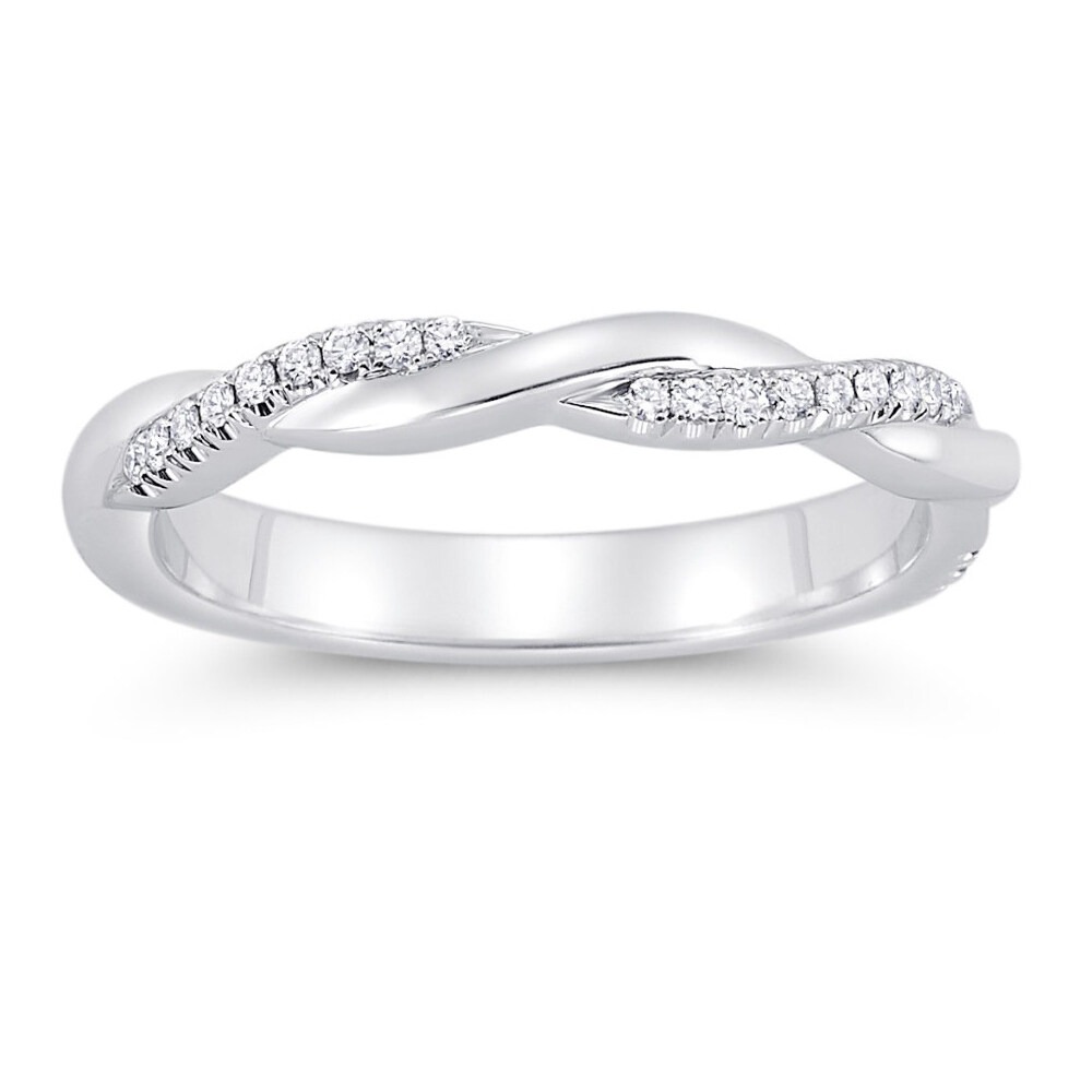 14K White Gold Vine Twist Diamond Band