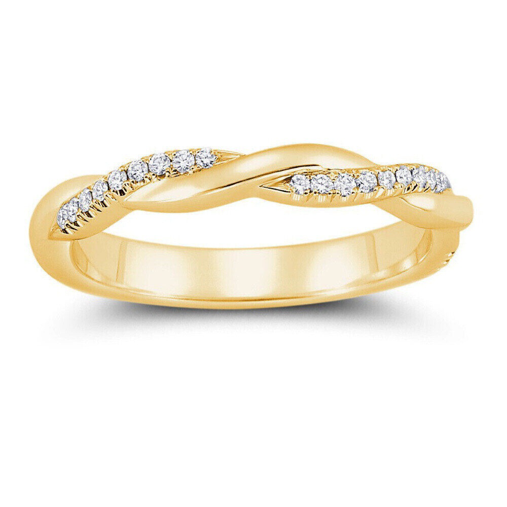 18K Yellow Gold Vine Twist Diamond Band