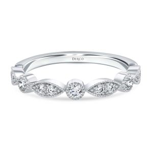 Platinum Vintage Inspired Stackable Diamond Band