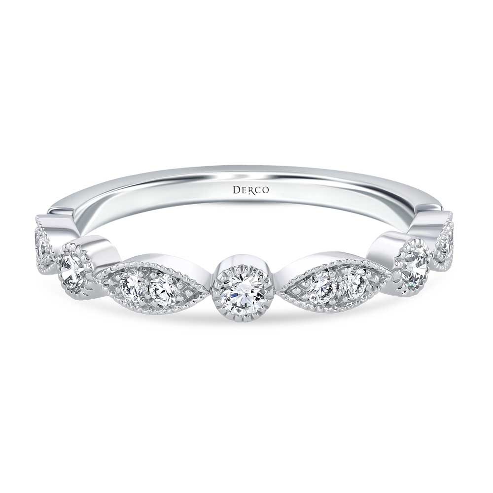 Platinum Vintage Inspired Stackable Diamond Band