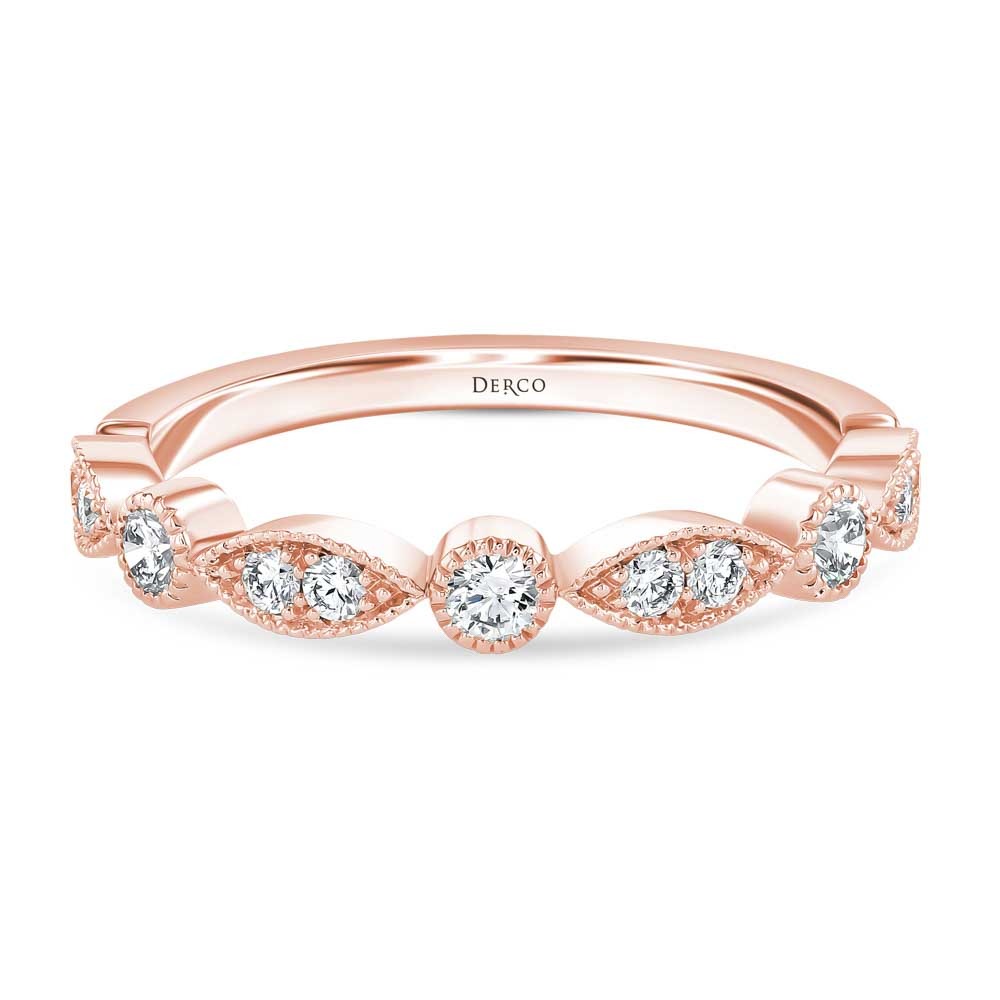 14K Rose Gold Vintage Inspired Stackable Diamond Band