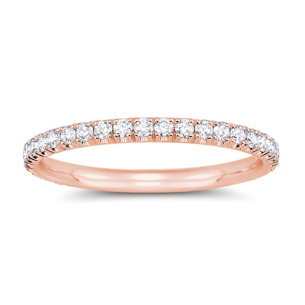14k Rose Gold Petite Diamond Eternity Wedding Band