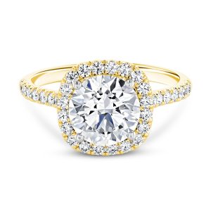 18K Yellow Gold Petite Cushion Halo Engagement Ring 18K Yellow Gold Petite Cushion Halo Engagement Ring