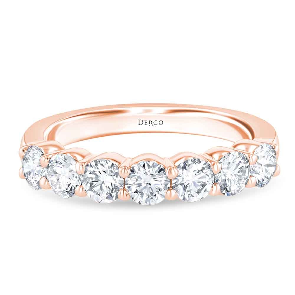 14K Rose Gold Round 7 Diamonds Shared Prong Band (0.95 CTW)