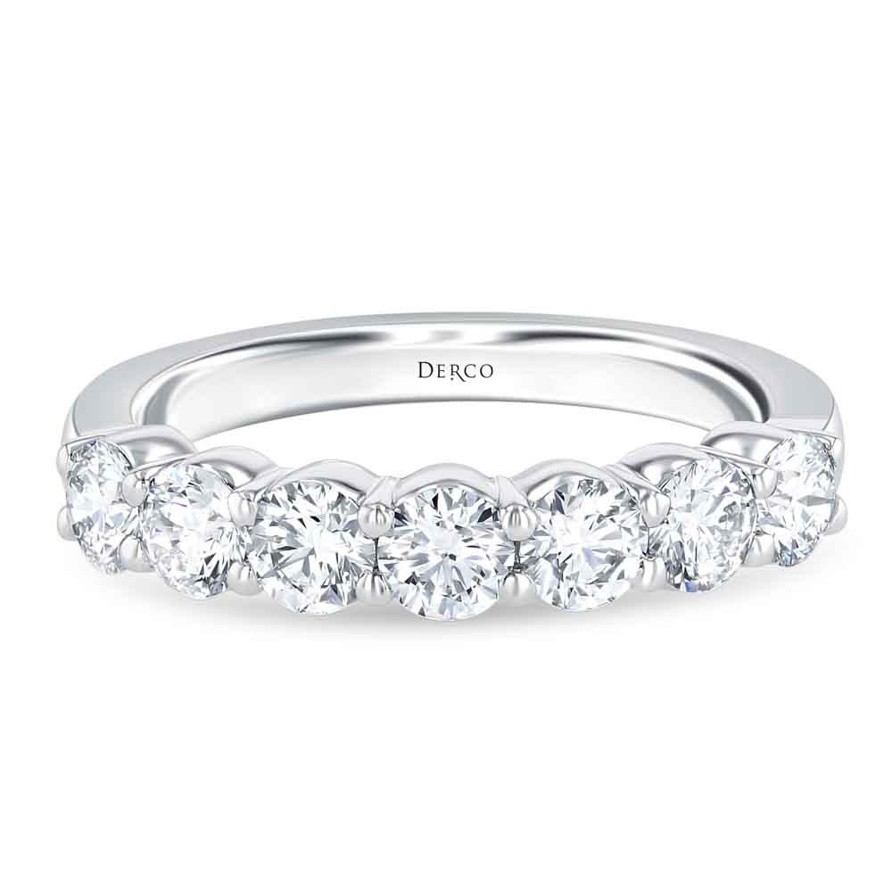 18K White Gold Round 7 Diamonds Shared Prong Band (0.95 CTW)