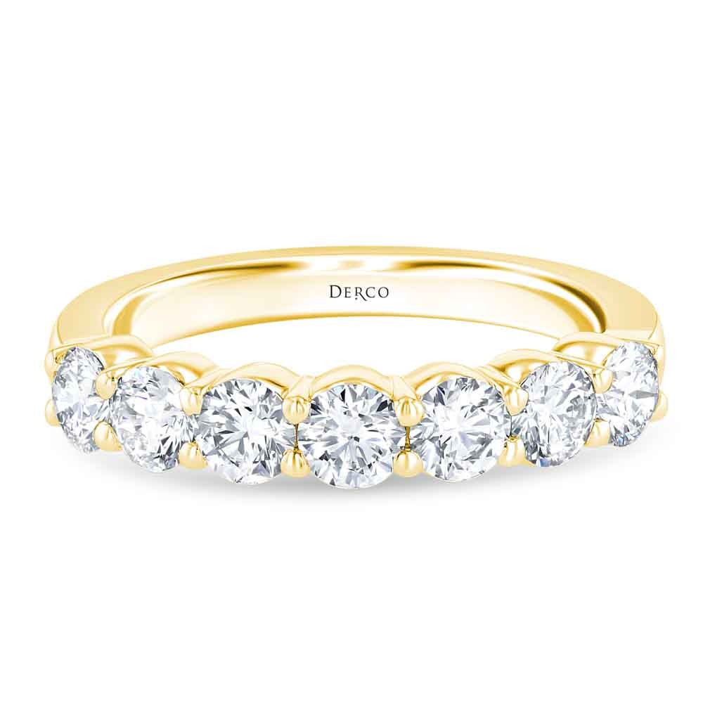 14K Yellow Gold Round 7 Diamonds Shared Prong Band (0.95 CTW)