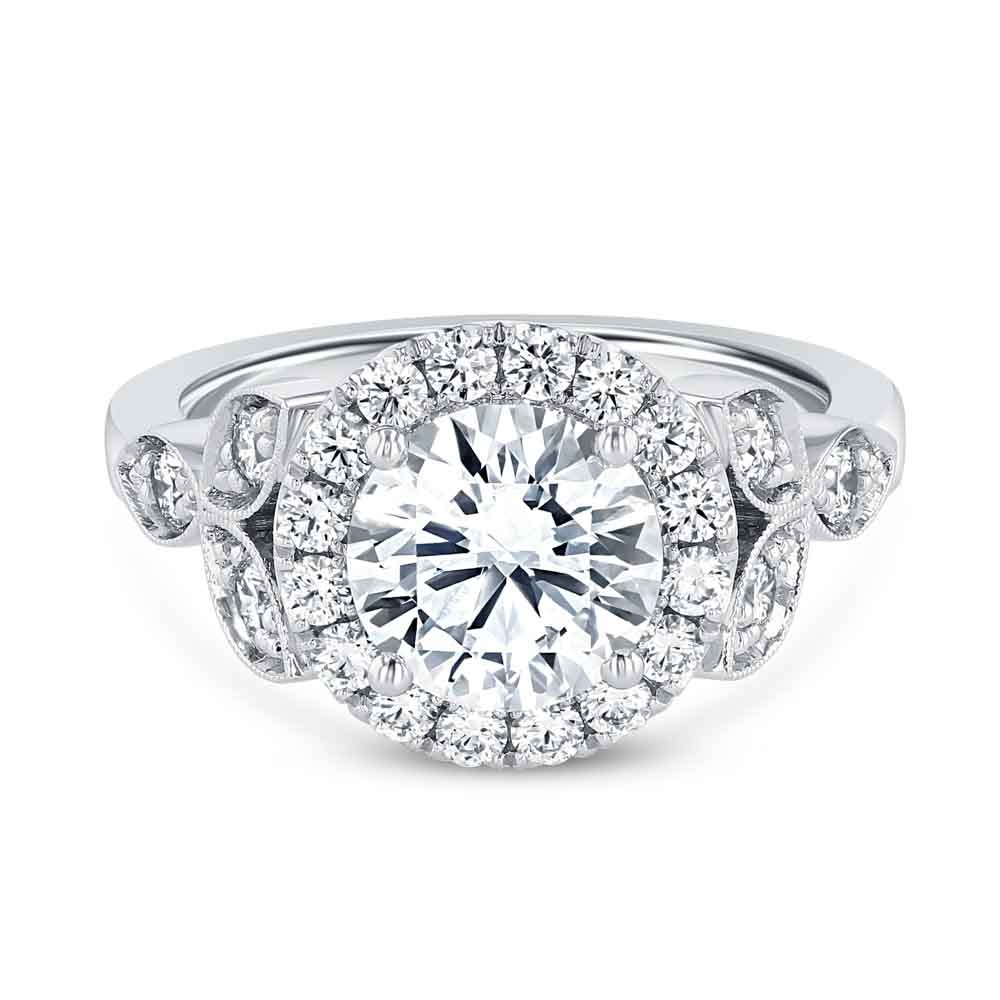 Platinum Vintage Inspired Halo Engagement Ring