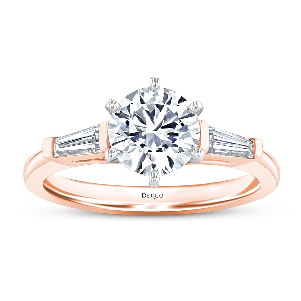 14K Rose Gold Tapered Baguette Diamond Engagement Ring
