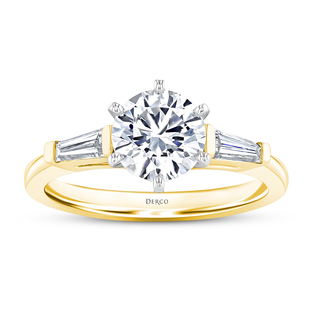 14K Yellow Gold Tapered Baguette Diamond Engagement Ring