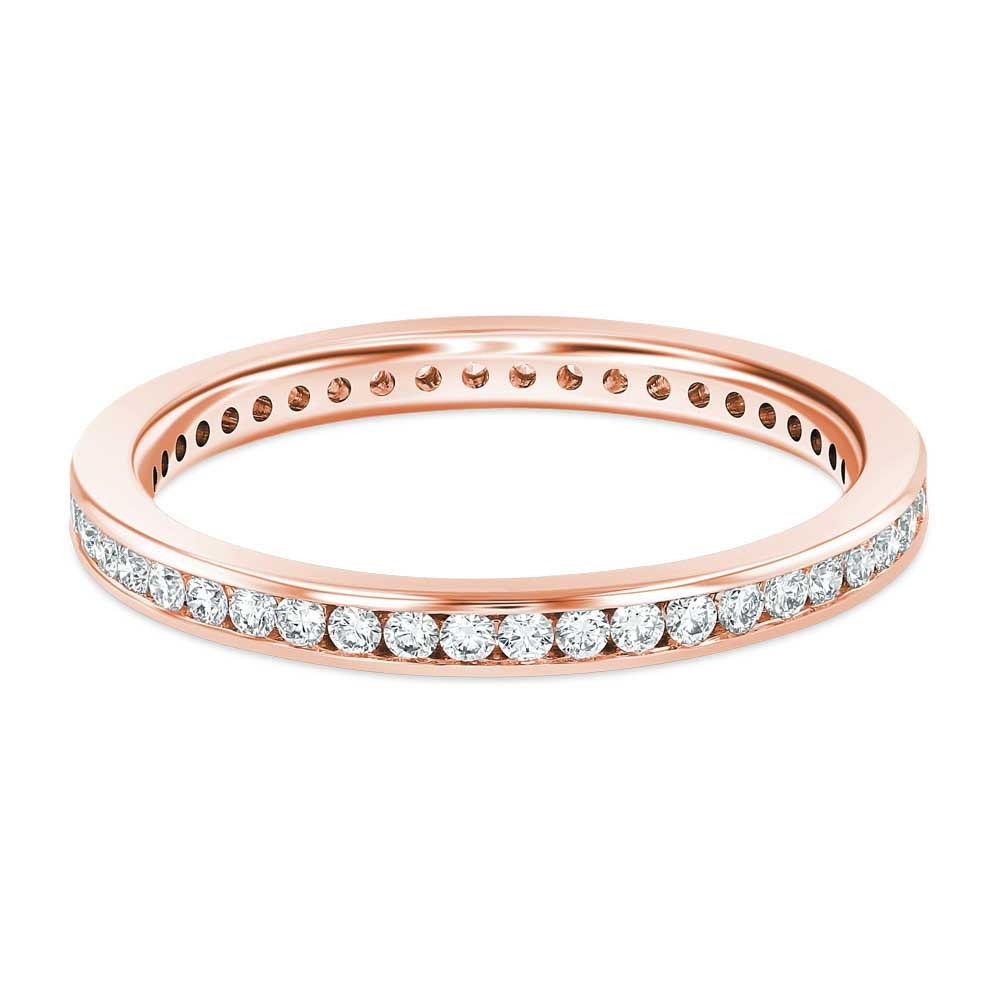 14K Rose Gold Low Profile Diamond Channel Eternity Band