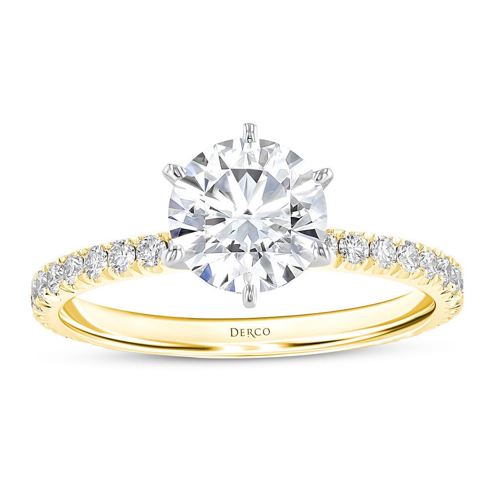 18K Yellow Gold Petite Micro Pave Engagement Ring