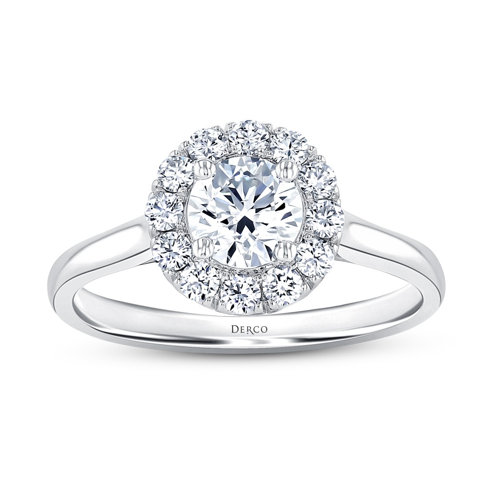 Platinum Plain Shank Floating Halo Engagement Ring