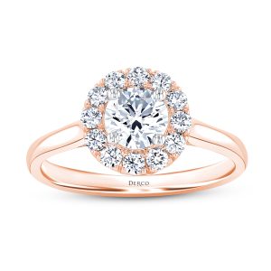 14K Rose Gold Plain Shank Floating Halo Engagement Ring 14K Rose Gold Plain Shank Floating Halo Engagement Ring