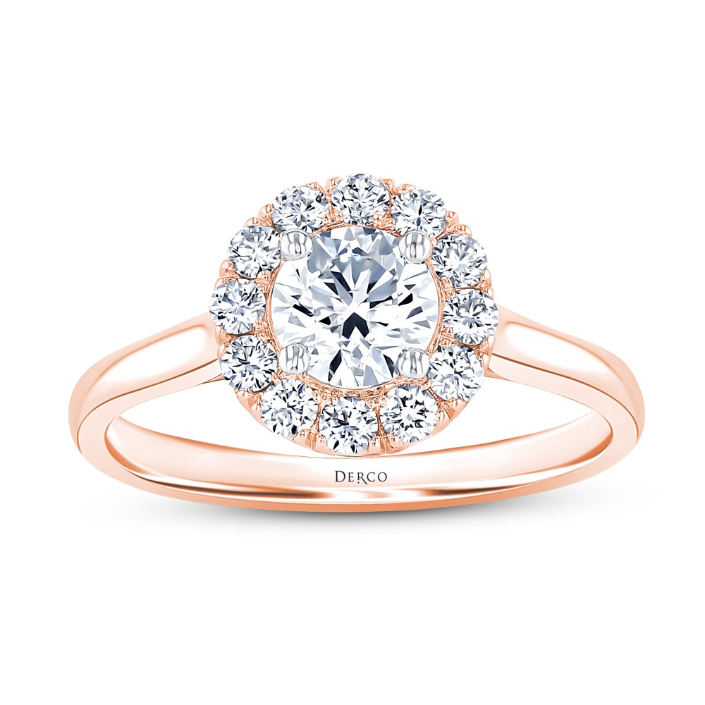 14K Rose Gold Plain Shank Floating Halo Engagement Ring