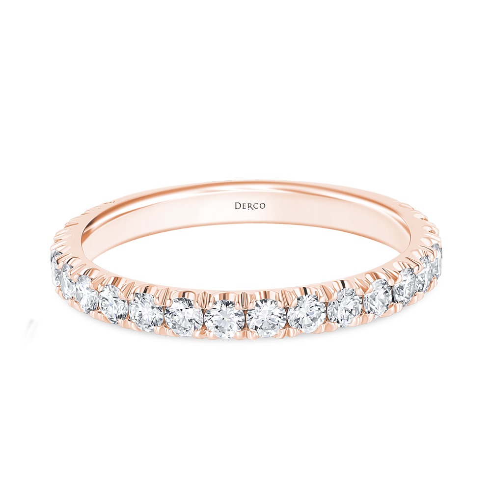 14k Rose Gold Diamond Wedding Band (2.45mm)