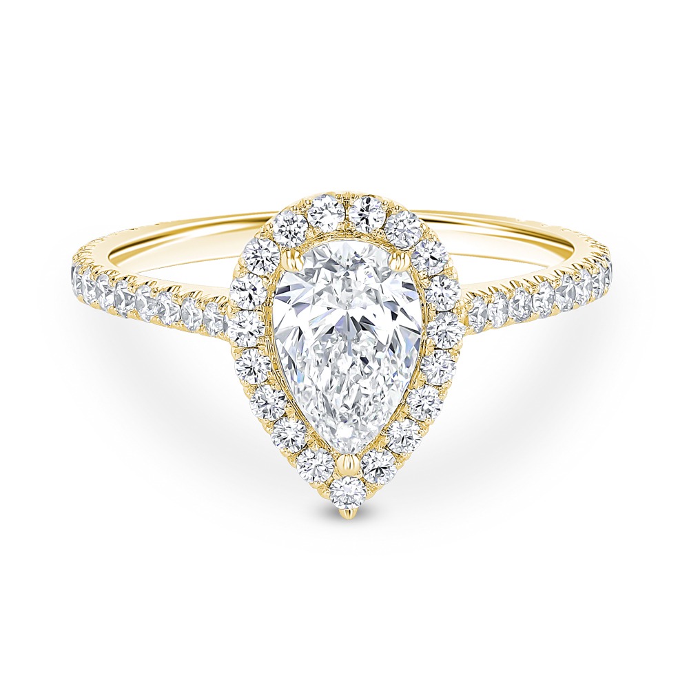 18K Yellow Gold Pear Shape Engagement Ring