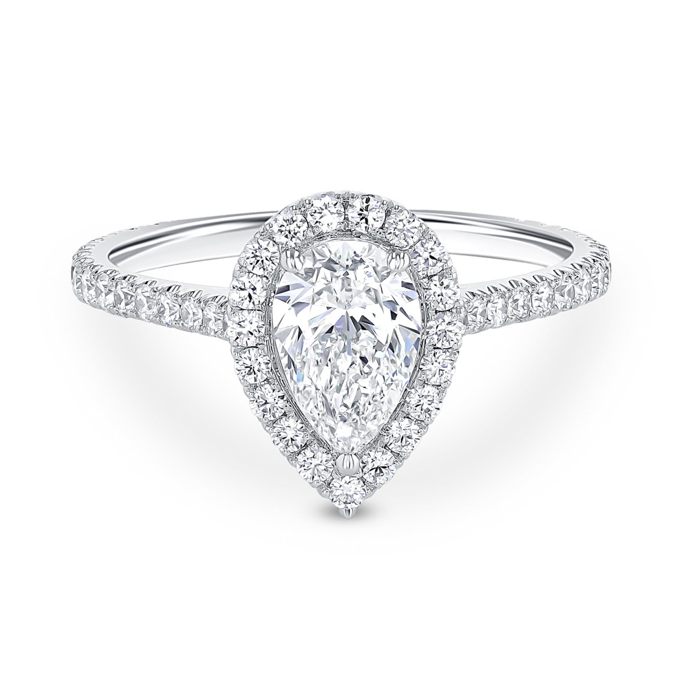 18K White Gold Pear Shape Engagement Ring
