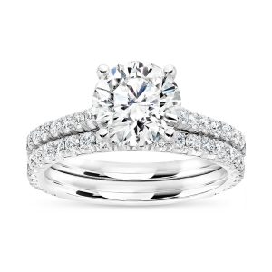 Platinum U Prong Cathedral Wedding Set